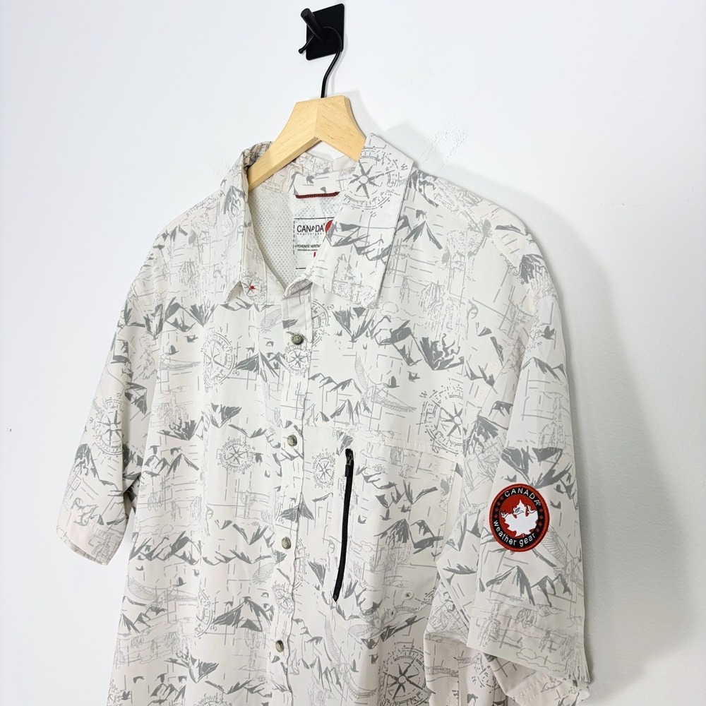 Canada Weather Gear Printed Shirt UPF Button Up Short Sleeve XXL Hiking Fishing‎